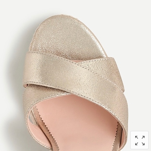 NWT J. Crew Jute Wedge Sandals in Metallic Leather - Picture 2 of 5